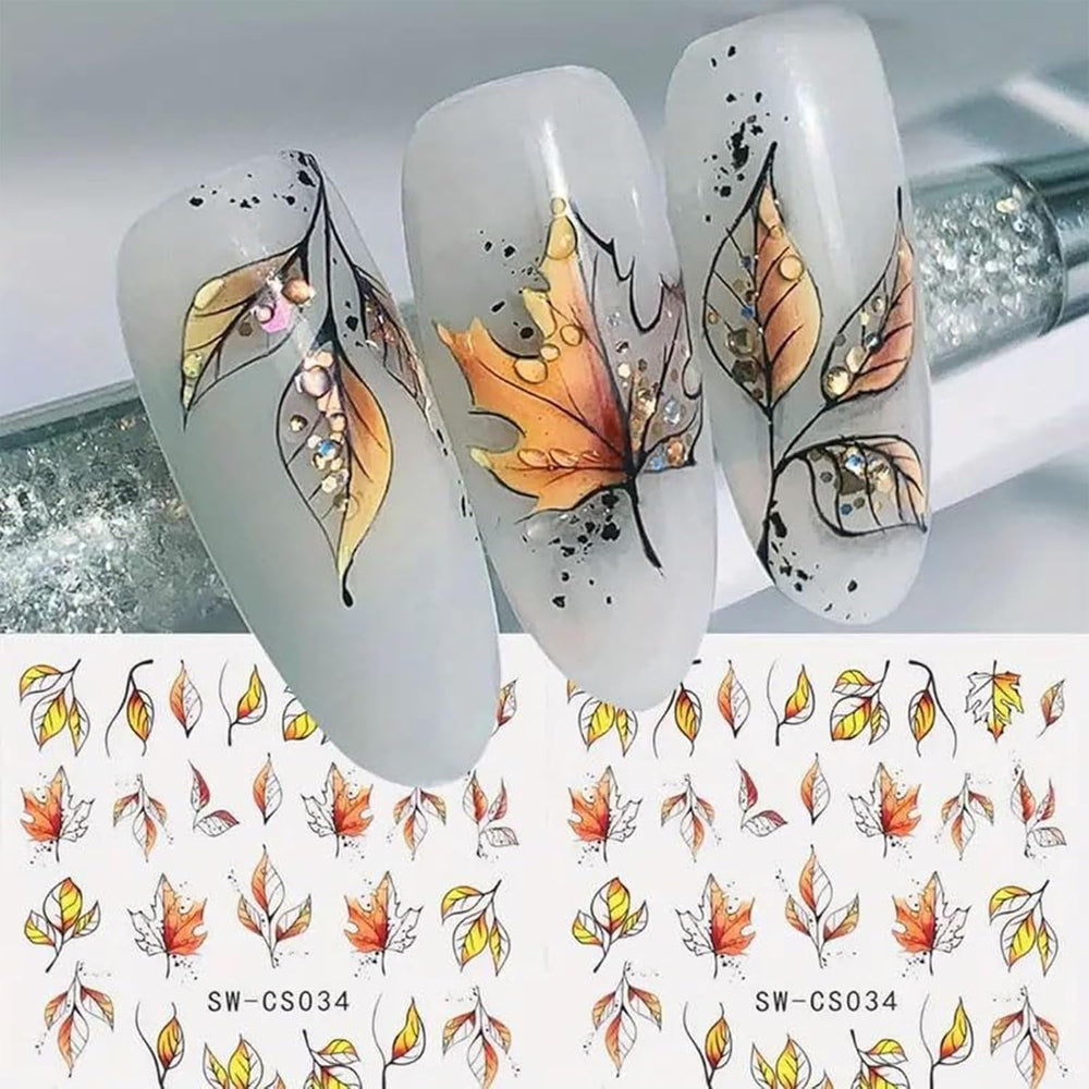 6 Blatt Herbst Nagelsticker,Ahornblatt Selbstklebend Nagelaufkleber,Herbst Nail Sticker,Nageldesign Zubehör,Nail Art Sticker,Selbstklebende Deko Für Nägel