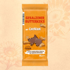 Biscuits au Beurre Salé et ChoViva, barre de 80g, à base de chocolat alternatif aux graines de tournesol