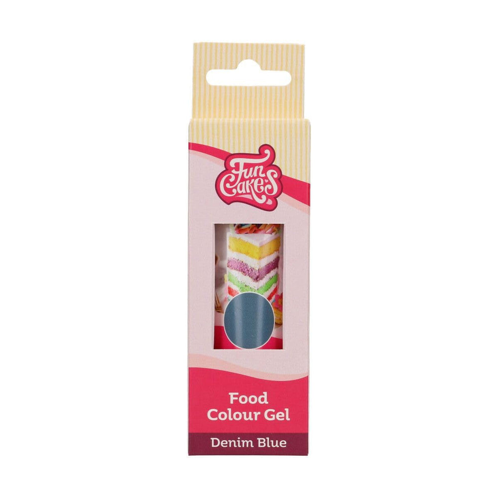 Colorant alimentar Funcakes Gel Denim Blue: Colorant alimentar foarte concentrat pentru aluat, cremă, fondant, marțipan, produse de patiserie, dozare ușoară, picături individuale pentru a crea culori vibrante, Halal, 30 g