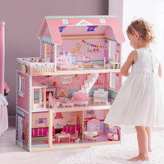 ROBUD Maison de poupée en bois pour enfants, cadeau de jouet de maison de poupée pour filles et garçons de 3, 4, 5, 6 ans