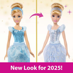 Mattel DISNEY Princesse Cendrillon - Poupée articulée avec tenue scintillante, chaussures et diadème amovibles, cheveux peignés pour un coiffage amusant, pour enfants à partir de 3 ans, HLW06