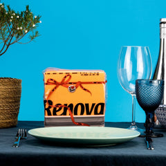 Serviettes en papier Renova, étiquette rouge orange - 70 serviettes