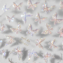 3 Stück Nagelsticker, Selbstklebend Glänzend Aurora Schmetterling Nagelsticker, Farbe Erleichterung Schmetterlinge Nagelsticker, Nail Art Dekoration Nagel Design Zubehör, Für Frauen Nagel DIY Art