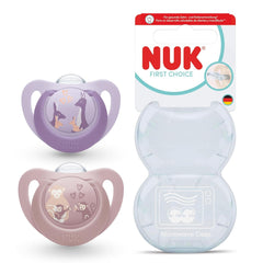 Sucettes NUK First Choice pour bébés | 6-18 mois | Sucettes orthodontiques | Apaise 99% des bébés** | Singe/Kangourou | Paquet de 2