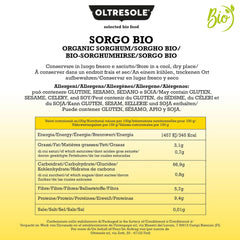 Sorgho blanc biologique, 1 kg, décortiqué, grain brut, cultivé biologiquement en Italie, emballage idéal pour la famille