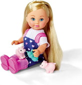 Simba 105733598 - Evi Love Baby Pigs, poupée avec des vêtements de bébé et de la viande de bébé, avec des tasses, des bouteilles et des jouets, 12 cm, pour 3 ans