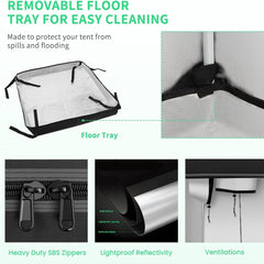 Tente de culture 80x80x180cm, avec plateau de base amovible et étanche, taille idéale pour la culture hydroponique