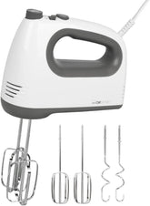Clatronic Mixer | Kraftvoller 400 Watt-Motor | Handmixer | Turbostufe & 5 Geschwindigkeitsstufen | Handrührgerät | Spülmaschinengeeignete Edelstahlquirle Und -Knethaken | HM 3775 Bucatarie Naty Shop Weiß-Grau 400 Watt