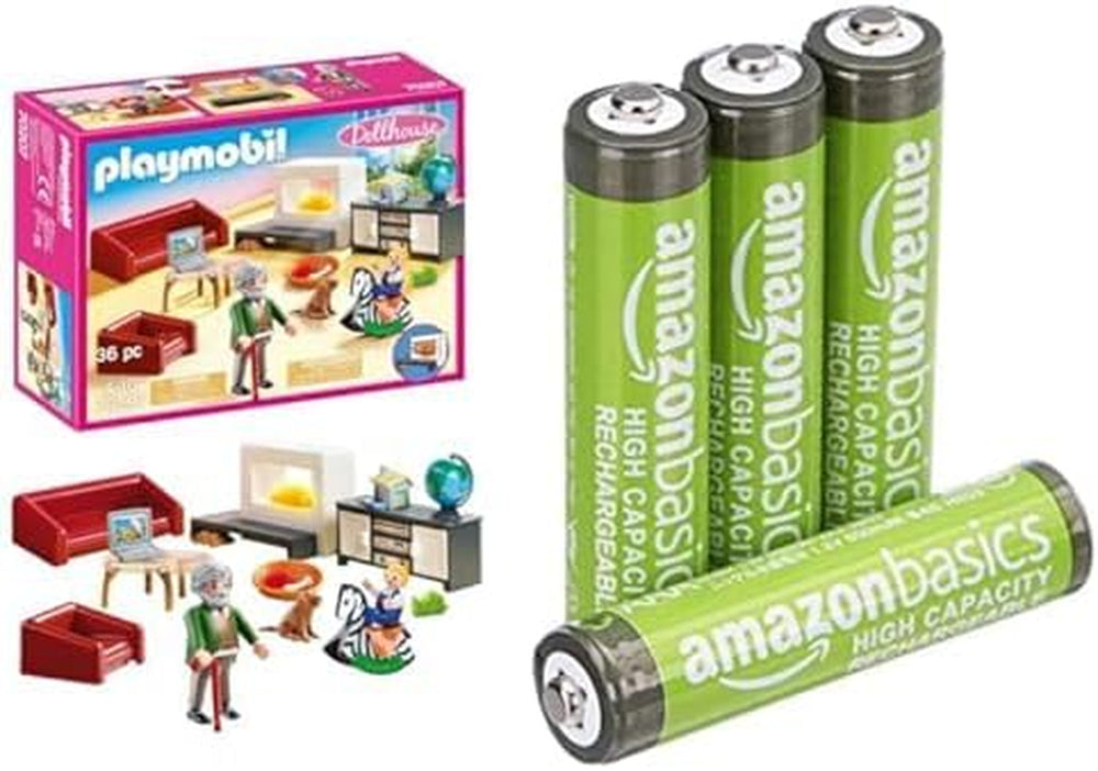 Amazon Basics Lot de 4 maisons de poupée lumineuses 850 mAh pour le salon, à partir de 4 ans, piles AAA