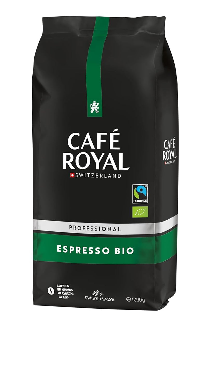 Café Royal Professional Line Bio Espresso – Machines à café pour machines entièrement automatiques, aromatiques, torréfaction foncée, étoiles 4/5, Bio & Fairtrade, 1 kg