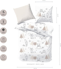 Lenjerie de pat pentru copii, vulpe, bufniță și animale de pădure, 100% bumbac Lenjerie de pat - copii Naty Shop