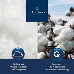 Couette fibres Billerbeck E21 King - Couette fibres fines à l'aloe vera - Couette toutes saisons 135 X 200 Cm niveau de chaleur moyen, blanc Couettes et couettes Naty Shop