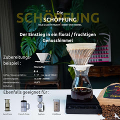 Die Schöpfung bleu, fruité, fin Säure | doux et harmonieux Kaffeebohnen | 500g | 100% Arabica | Éthiopien - Yirgacheffe | frisch geröstet | Versand direct aus der Rösterei | Torréfaction moyenne