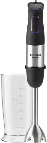 Taurus Stabmixer 1000W | 20 Geschwindigkeitsstufen | Turbo-Funktion | 4 Edelstahlklingen | Ergonomisches Soft-Touch-Design | Spritzschutz | Zubehör | Edelstahl | Elektrisch |Kunststoff, Silber/Schwarz Mama si Copilul Naty Shop 1000W | 1 Zubehör