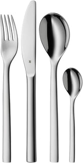 WMF Nuova set de tacâmuri pentru 1 persoană, 4 piese, cuțit monobloc, oțel inoxidabil Cromargan Bucatarie Naty Shop