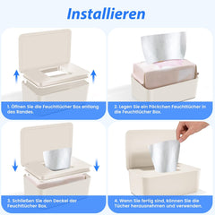 Boîte de lingettes humides avec couvercle, boîte de lingettes humides, distributeur de lingettes humides pour bébé, boîte de rangement étanche et scellée, distributeur de lingettes humides pour salle de bain, cuisine, blanc