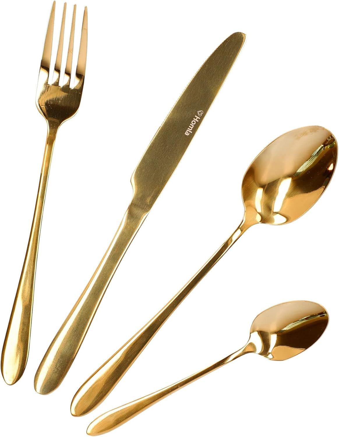HOMLA Abele Besteckset FĂĽr Vier Personen 16-Teilig Edelstahl Hygienisch Elegant Leicht Zu Reinigen Gold Bucatarie Naty Shop
