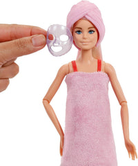Barbie Party Unboxed Puppe und Accessoires, Glam Party Serie mit 10 Überraschungen, darunter eine rote glitzernde Puppe mit Farbwechseleffekt, JFY68
