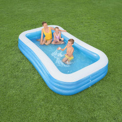 Bestway Family Pool Deluxe Piscine rectangulaire pour enfants facile à installer Bleu 305 x 183 x 56 cm Matelas gonflables et accessoires gonflables 305 x 183 x 56 cm Couleur