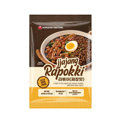 NONGSHIM Rapokki (Jjajang, 400 ml) – cuisine de rue coréenne authentique, ramen et gâteaux de riz, haricots noirs ; rapide et facile à préparer, prêt en 4 minutes