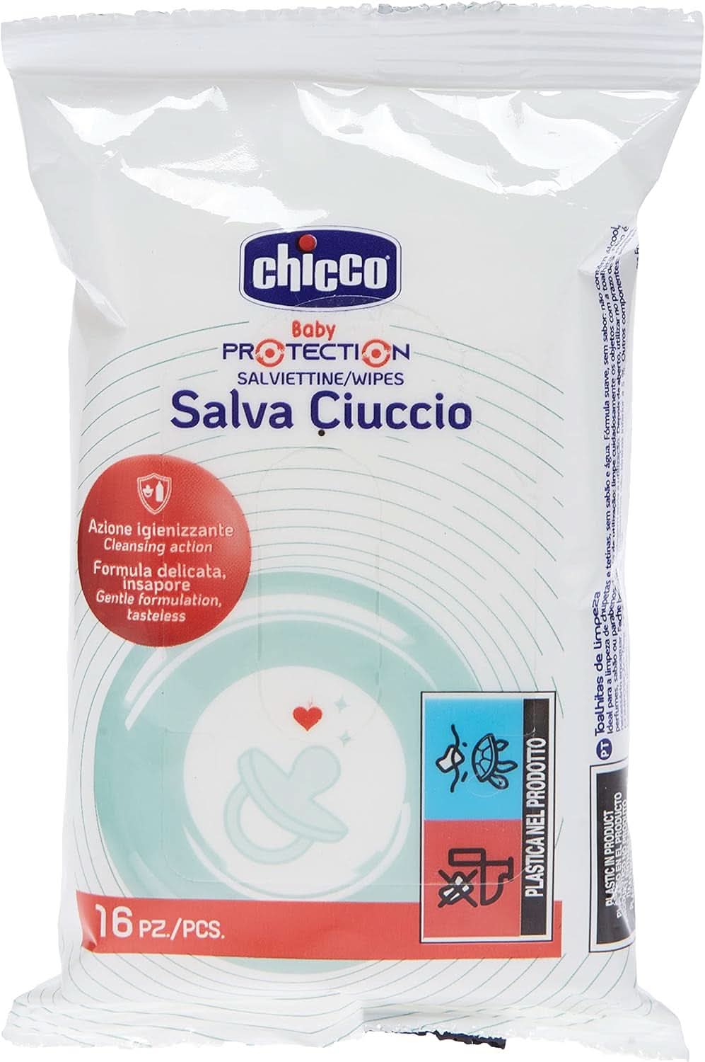 Chicco, Lingettes nettoyantes, 16 pièces, blanches Lingettes humides pour bébé Naty Shop