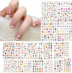 Autocollants pour ongles mignons pour enfants, 20 feuilles d'autocollants pour ongles 3D qui brillent dans le noir, fleurs colorées, décorations Nail Art, autocollants pour ongles, autocollants auto-adhésifs, accessoires de décoration DIY