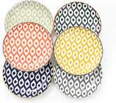 Assiettes à gâteau, lot de 6 ; petites assiettes à dessert (15 cm) ; assiettes à salade en porcelaine; assiettes colorées pour le petit-déjeuner ; mini assiettes pour pâtes, fruits, pain