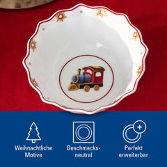 Villeroy & Boch - Toy's Delight Service de Petit-Déjeuner pour 2, Design Locomotive, 6 Pièces, Coloré, Noël, Service de Vaisselle avec Assiettes, Tasses et Bols pour Petit-Déjeuner, Vaisselle de Noël, Porcelaine Premium