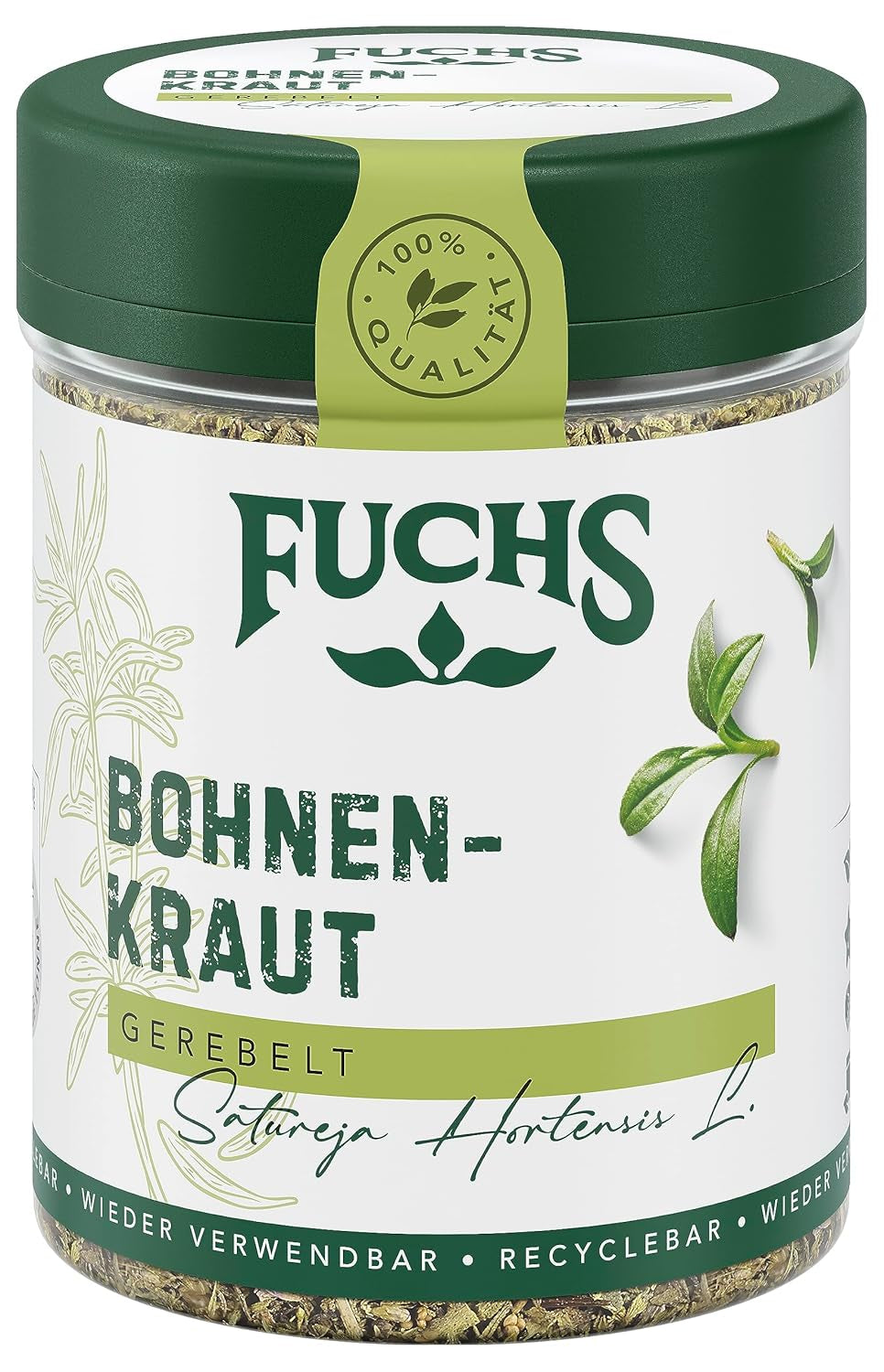 Fuchs Gewürze - Bohnenkraut gerebelt - idéal pour Gemüsegerichte, Bohnengerichte oder Eintöpfe - ingrédients naturels - 20 g en wiederverwendbarer, recyclebarer Dose