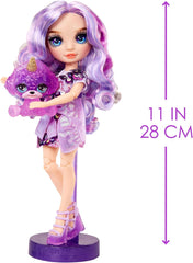 Păpușă Rainbow High Fashion cu Slime și Animal de Companie - Violet (Mov) - Păpușă Sclipitoare de 28 cm cu Slime Sclipitor, Animal de Companie Magic și Accesorii de Modă - Jucărie pentru Copii - Ideală pentru 4-12 Ani