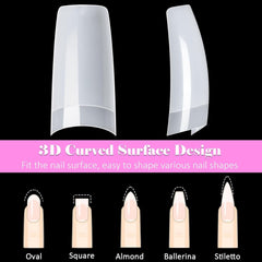 500 pièces de faux ongles artificiels français en acrylique, ensemble d'extensions d'ongles, accessoires de faux ongles avec 4 pièces de colle pour conception d'ongles en gel naturel