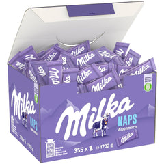 Milka Naps Alpine Milk – Mini carrés de chocolat au délicat chocolat au lait alpin – 1 x 1,7 kg