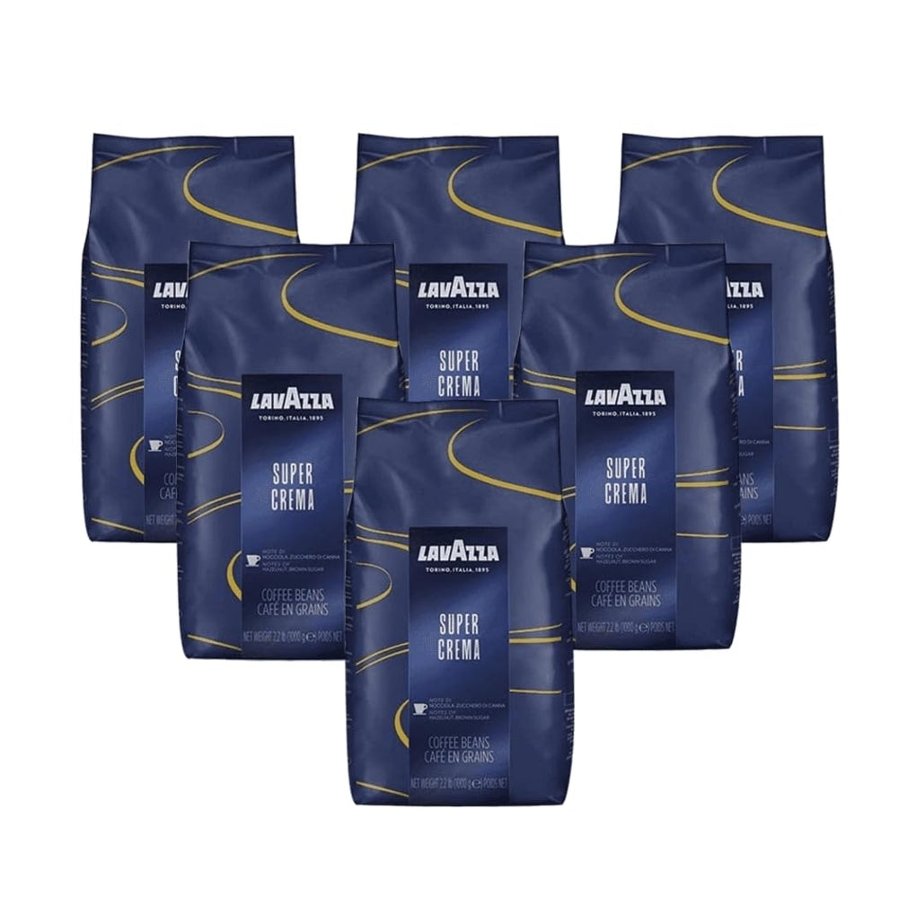 Cafea Lavazza Espresso Super Crema, boabe întregi, cafea măcinată, pachet de 6, 6 x 1000g