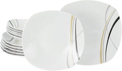 CreaTable 24029 Square City Line Series Service de table en porcelaine pour 6 personnes 12 pièces Passe au lave-vaisselle et au micro-ondes Fabrication de qualité