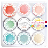 Scrapcooking - Lot de 9 colorants alimentaires pastel - Bleu, Jaune, Corail, Rose, Turquoise, Vert Anis, Blanc, Vert Aqua, Rose Poudré - Poudre colorante comestible pour gâteaux, muffins, macarons - 4272