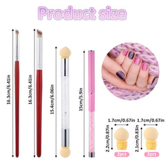 Nail Art Rendering-Werkzeuge Schwamm Undtupfpinsel, Sponge Brush Applicator, Double Kopf Ombre Sponge Stick Mit 4 Ersatzköpfe, Nail Art Schwamm Und Tupfpinsel, Ombre Nagelpinsel Für Gelnägel