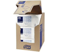 Serviettes Tork Cocktail blanches, pli 1/4, 2 épaisseurs, 24 cm × 24 cm, 200 serviettes, 477534
