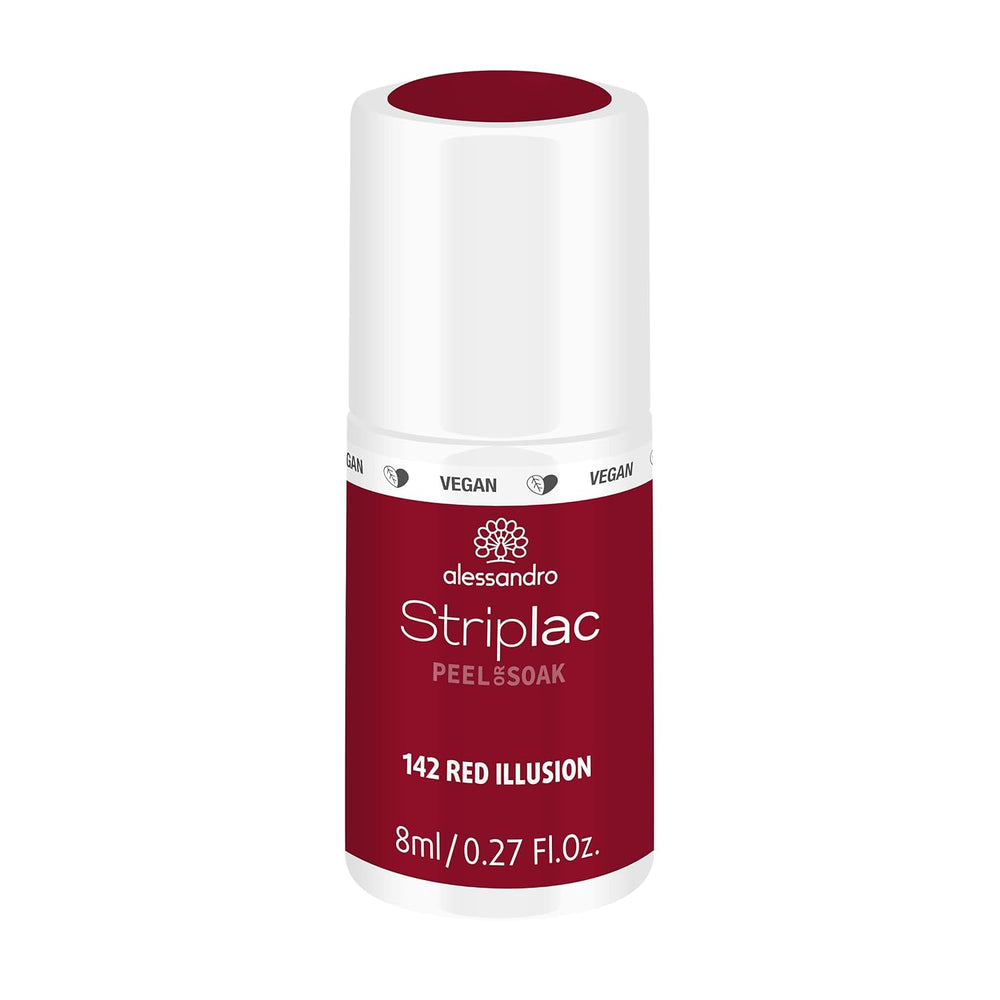 Vernis à ongles UV Alessandro Striplac Red Ilusion – Délicat et longue tenue – S'enlève facilement grâce à la technologie de retrait peel-off – Vegan et cruelty-free – 8 ml