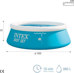 Piscină supraterană Intex Easy Set - pentru copii, 183cm x 183cm x 51cm, 28101NP, albastră