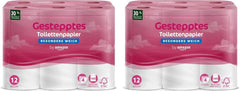By Amazon Hârtie igienică, 4 straturi matlasate, extra moale, 48 de role (12 role, pachet de 4), 160 de foi pe rolă, certificată Fsc