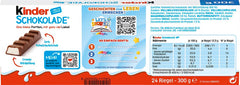 Kinder Chocolate - Barres de chocolat au lait fourrées - 1 paquet contenant 24 barres individuelles (24 x 12,5 g).