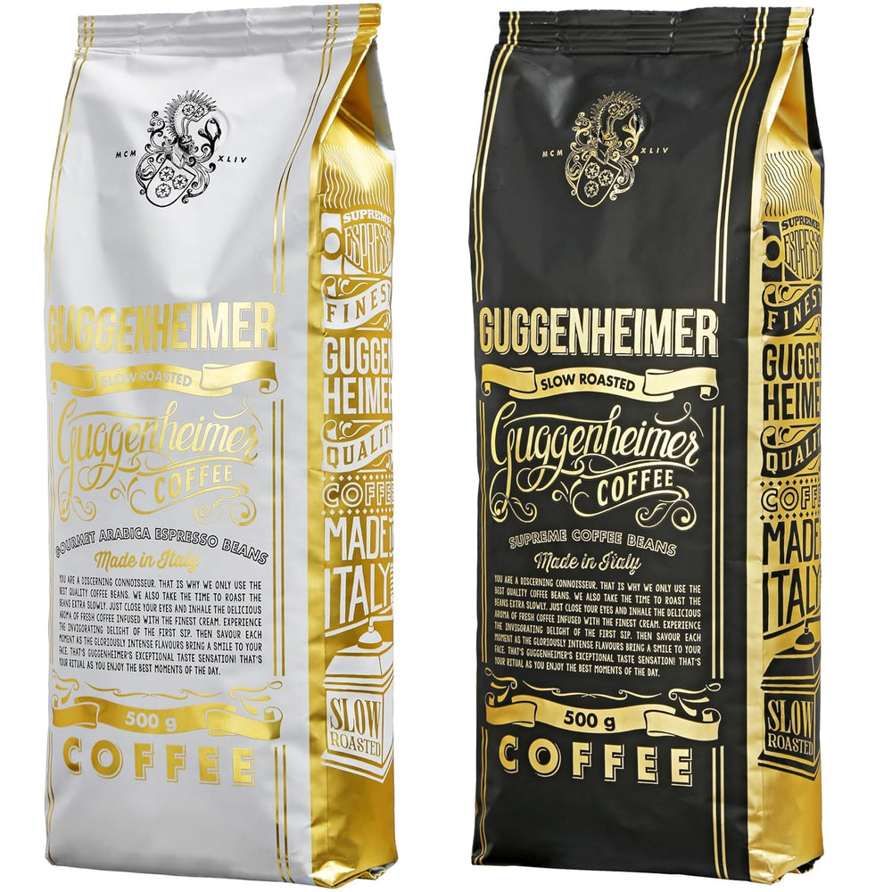 | Echantillon de café en grains 1 kg | Suprême 500g et Arabica Gourmand 500g | Faible acidité | Crème fine | Le meilleur expresso pour machines entièrement automatiques | Coffret dégustation de café