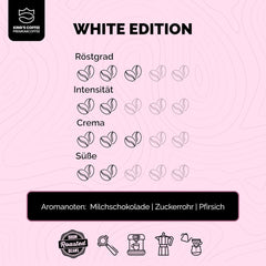KING'S COFFEE - WHITE EDITION - mélange léger 100 % Arabica d'Éthiopie, du Mexique, du Pérou et de Tanzanie - torréfaction en petits lots en Italie - grains d'espresso entiers pour machines à porte-filtre - 1 kg