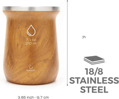 Service à thé Yerba Mate balibetov (tasse à Mate) en acier inoxydable avec bombilla (paille) pour maté, ensemble Yerba Mate facile à nettoyer et très résistant (BOIS)