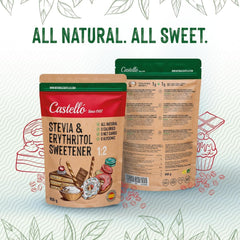 Stevia + Erythrit 1:1 Süßstoff | 1G = 1G Zucker | 100% Natürlicher Zuckerersatz - 0 Kalorien - 0 Glykämischer Index - Keto Und Paleo - 0 Netto-Kohlenhydrate - Kein GVO - Castello since 1907-850 G Indulcitori Naty Shop