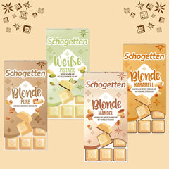 Schogetten Blonde Caramel | Caramel au chocolat blanc et morceaux de caramel | Tablette de chocolat 100g | Idéalement portionné