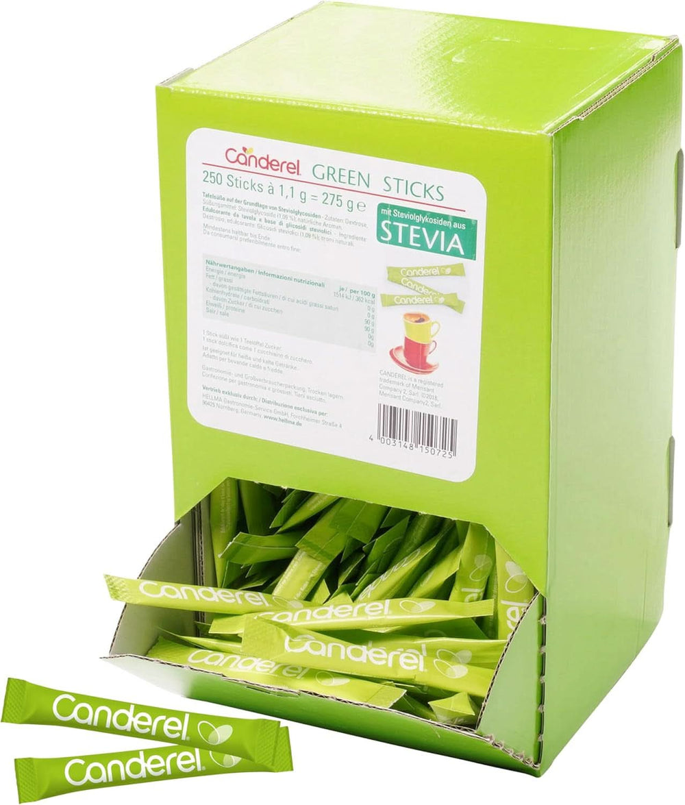 Hellma Canderel Green Stevia Sticks, 250 sachets de stevia, sachet de 1,1 gramme Édulcorants Naty Shop