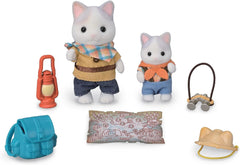 Sylvanian Families - 5763 Ensemble d'explorateur d'aventure à deux figurines Chat au lait Père Garçon Figurine animale Jouet détaillé pour poupées Naty Shop de 3 ans