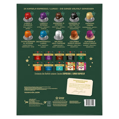 Jacobs Kapsel Adventskalender, 24 capsules Espresso/Lungo, compatibles Nespresso* Kaffee Kapseln, 24 capsules