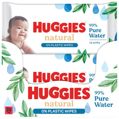 Lingettes humides Huggies naturellement biodégradables pour bébés sensibles, 8 x 48 lingettes, paquet en vrac